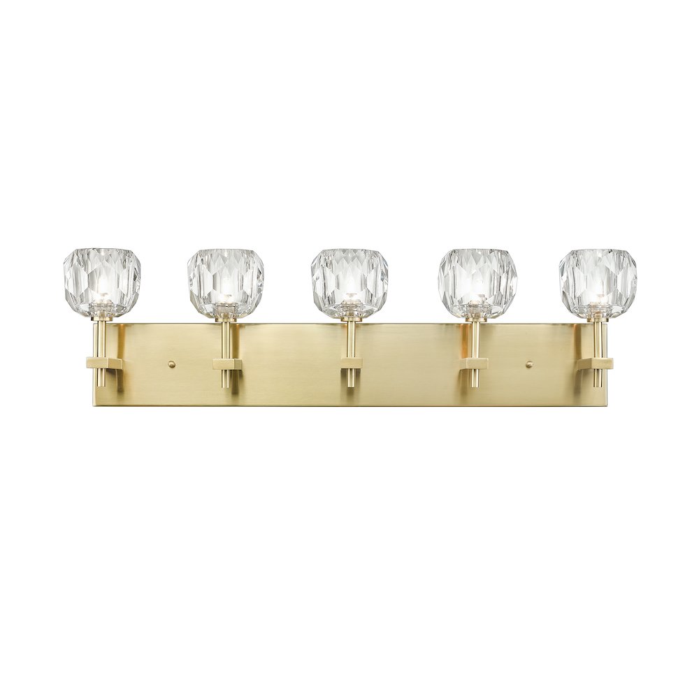 5-Light Gold Wall Sconce With Clear Crystal Shades. Picture 3