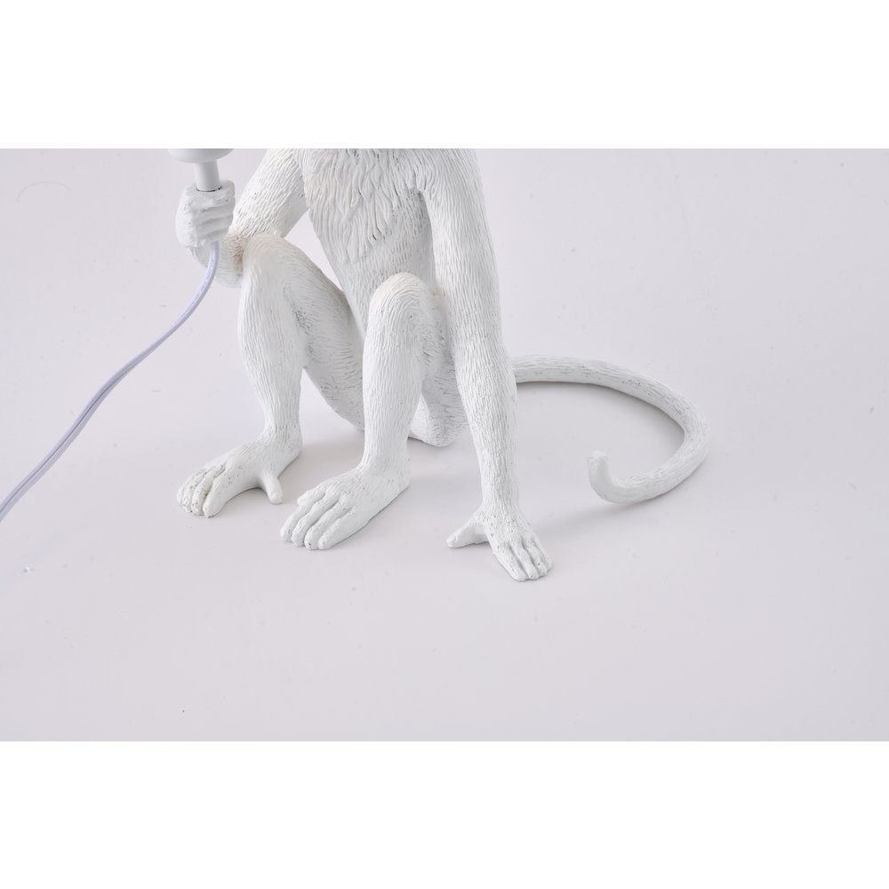 1-Light White Sitting Resin Monkey Table Lamp. Picture 5