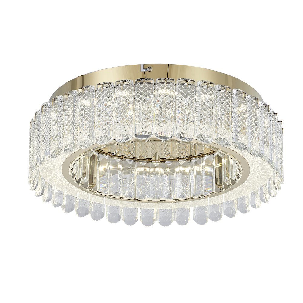 1-Light Gold Stainless Steel LED Flush Mount With Clear Crystals. Picture 2