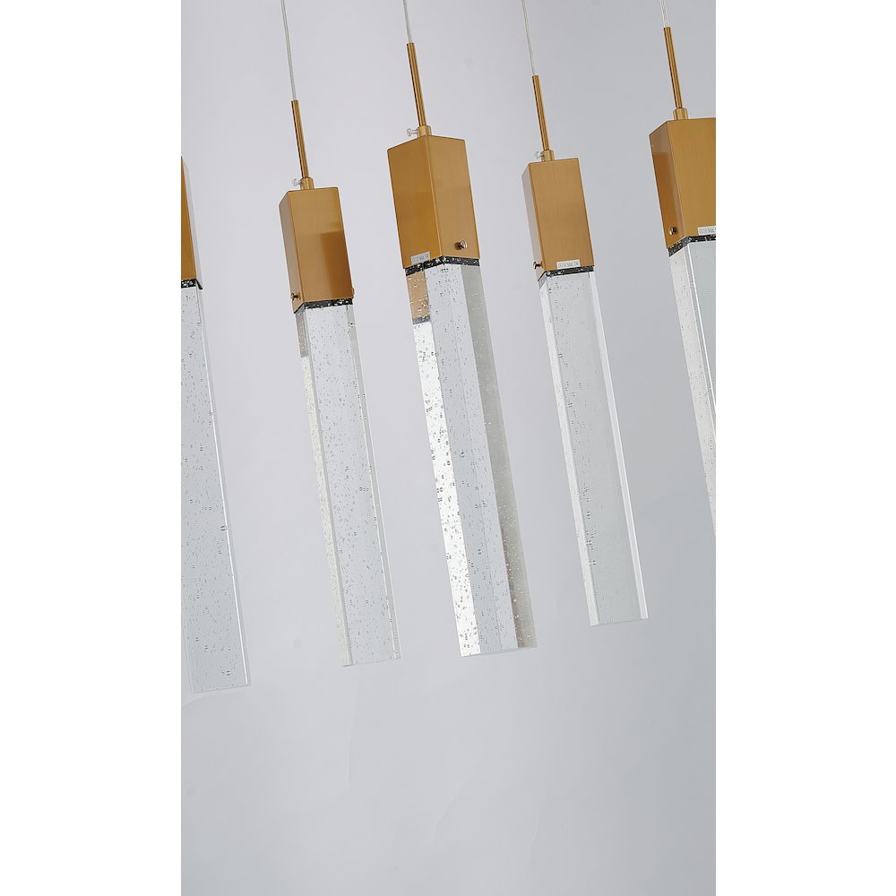7-Light Gold Island Lighting With A Clear Bubble Crystal. Picture 4