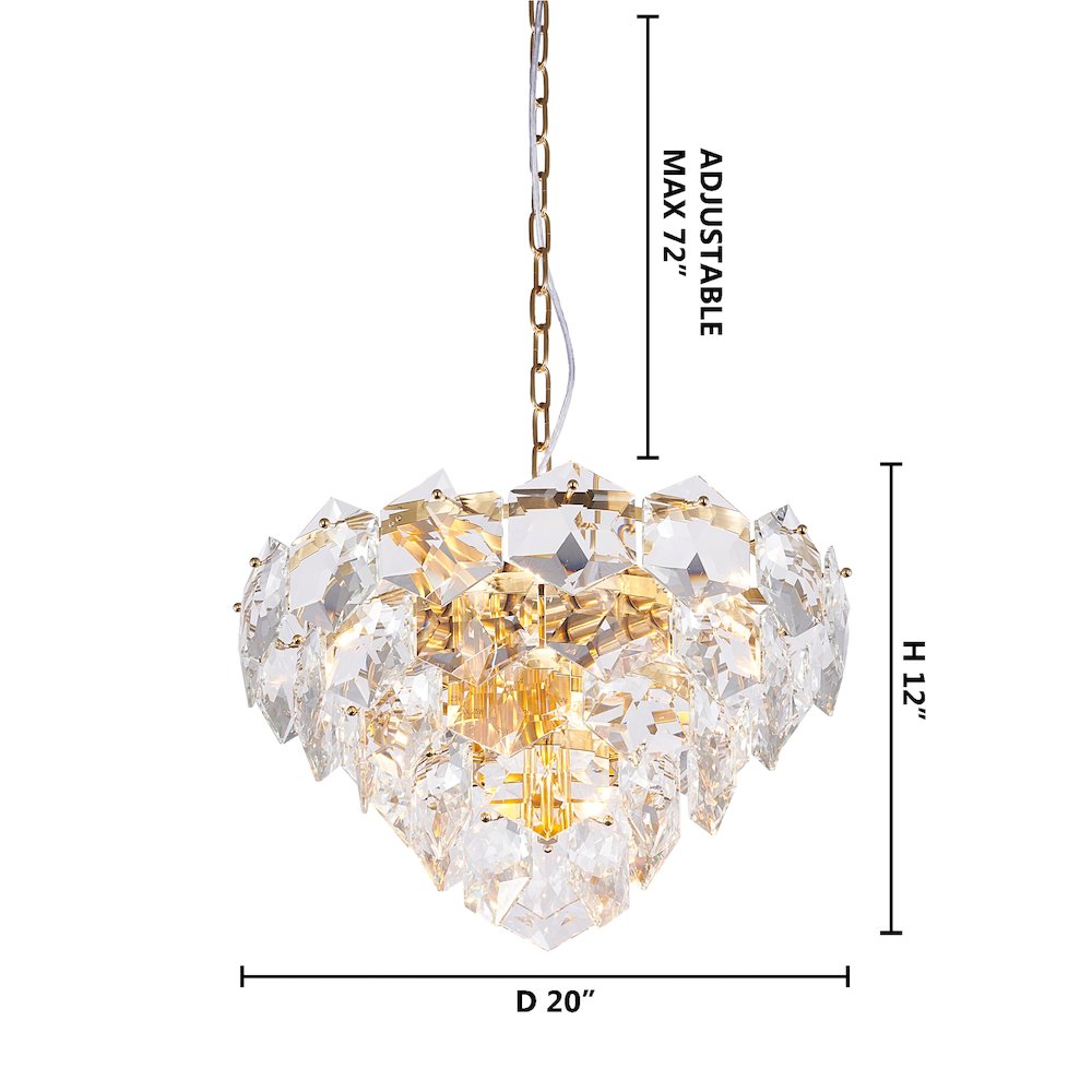9-Light Gold Chandelier With Clear Crystals. Picture 5