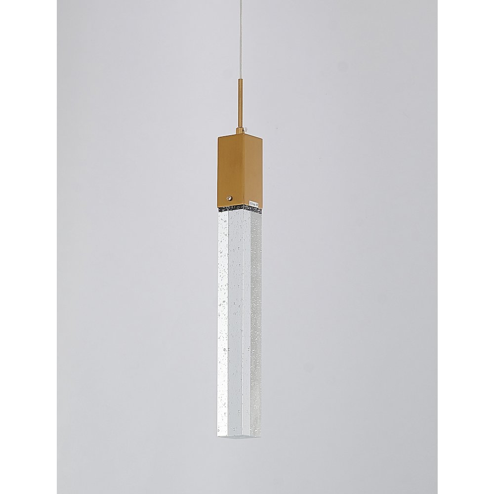 1-Light Gold Single Pendant With A Clear Bubble Crystal. Picture 5