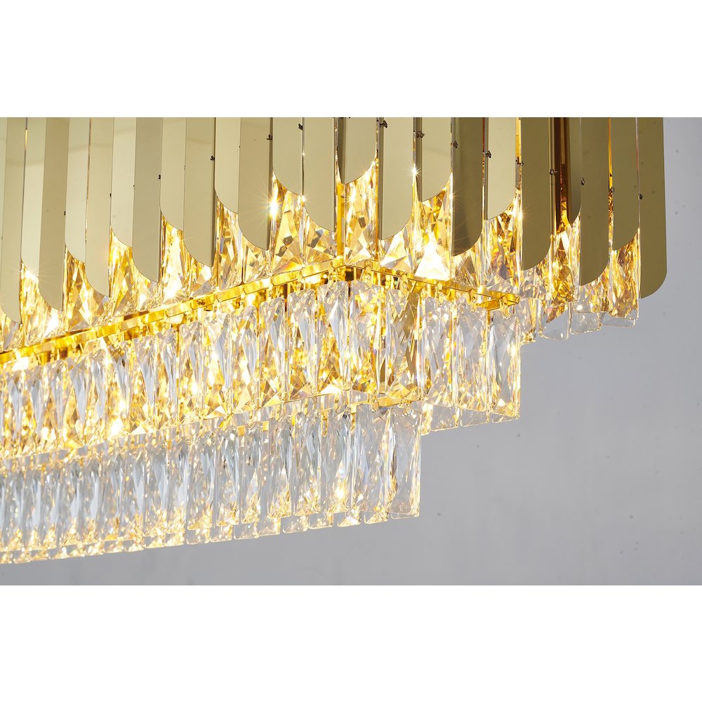 12-Light Gold Stainless Steel Chandelier With Clear Crystal Accents. Picture 7