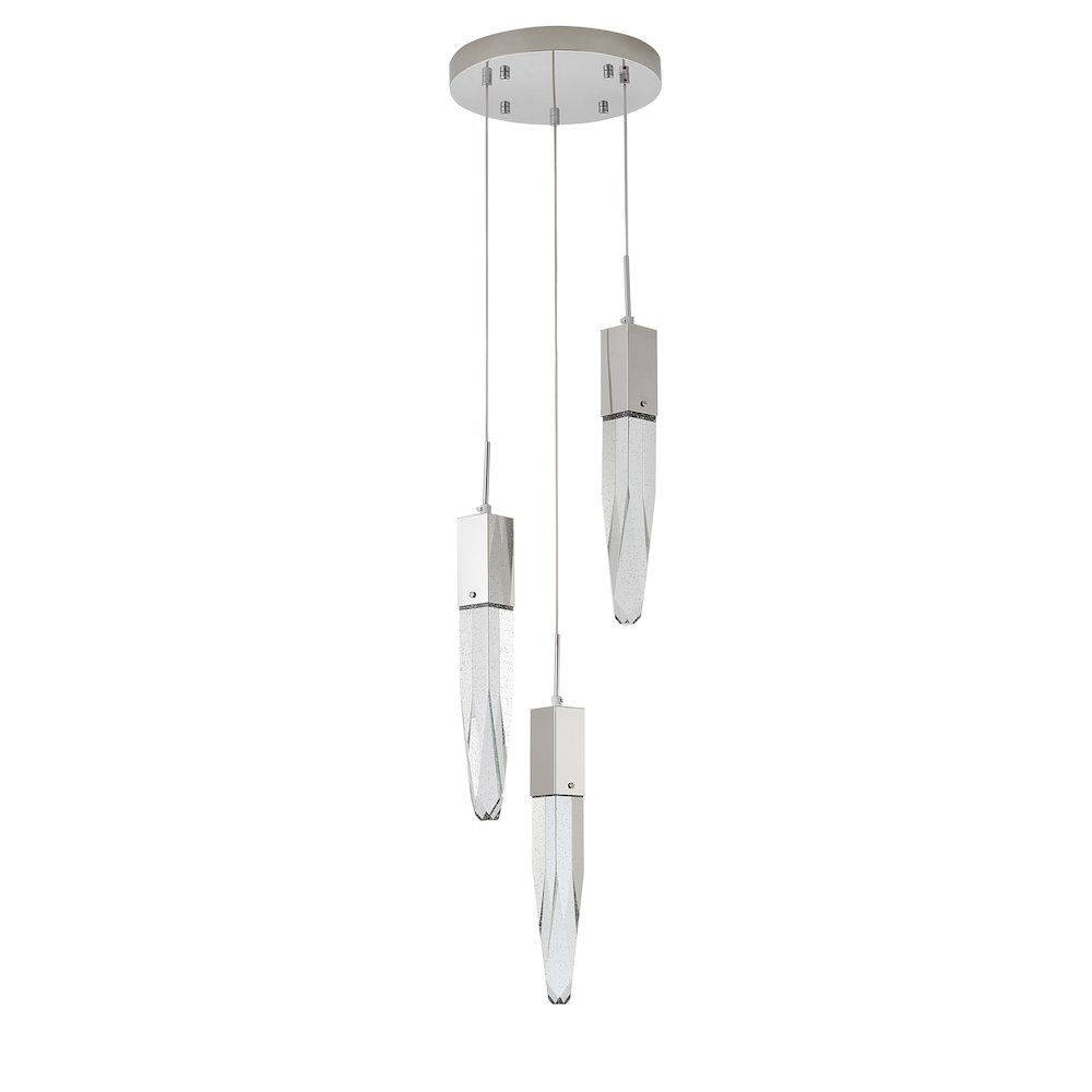 3-Light Chrome Chandelier With A Clear iceberg bubble Crystal. Picture 2