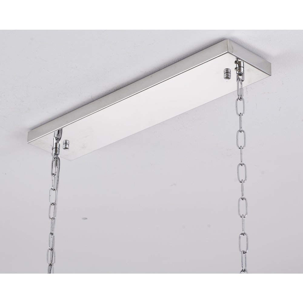 12-Light black and chrome chandelier, clear hanging crystals. Picture 9