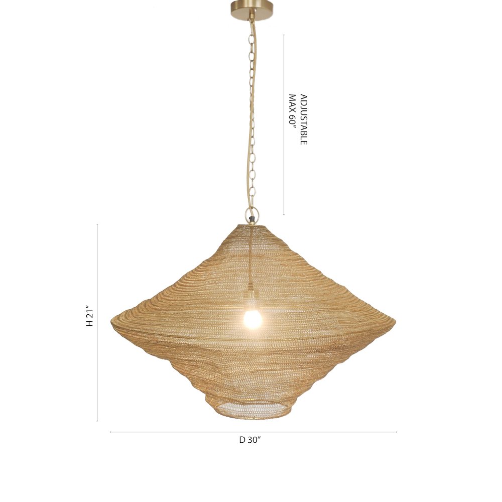 1-Light Gold Pendant With A Chain Basket Shade. Picture 6