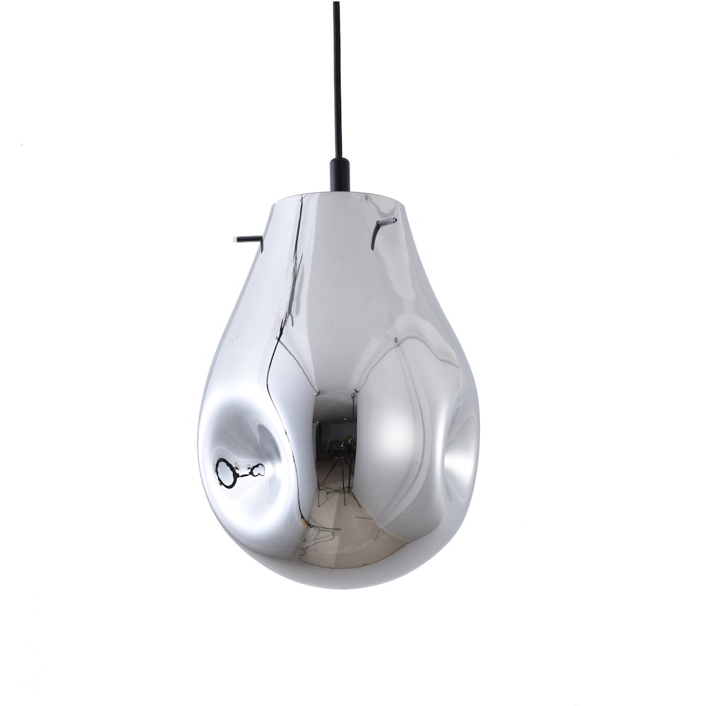 1-Light Black Single Pendant With A Silver Glass Shade. Picture 3
