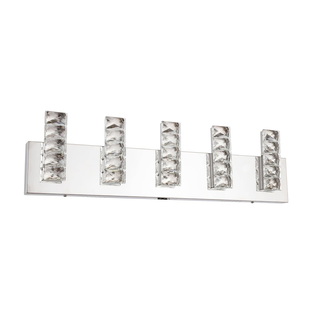 5-Light Chrome LED Wall Sconce With Clear Crystals. Picture 2