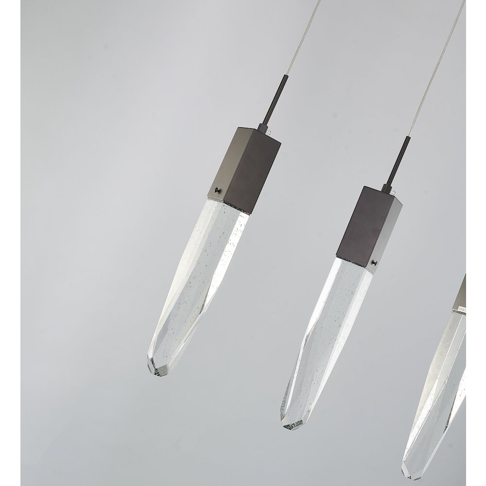 3-Light Chrome Island Lighting With A Clear iceberg  Crystal. Picture 5