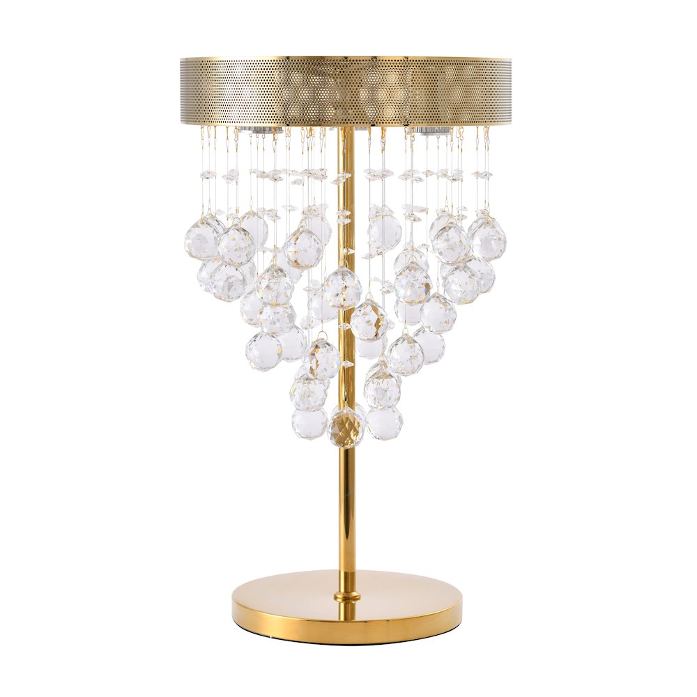 3-Light Gold Table Lamp With Clear Crystals. Picture 1