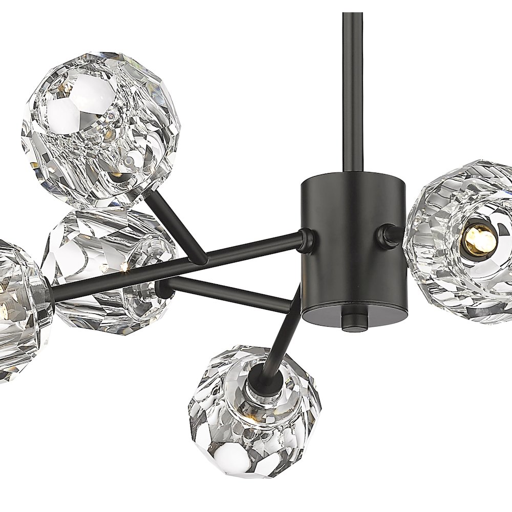 8-Light Black Chandelier With Clear Crystal Shades. Picture 4