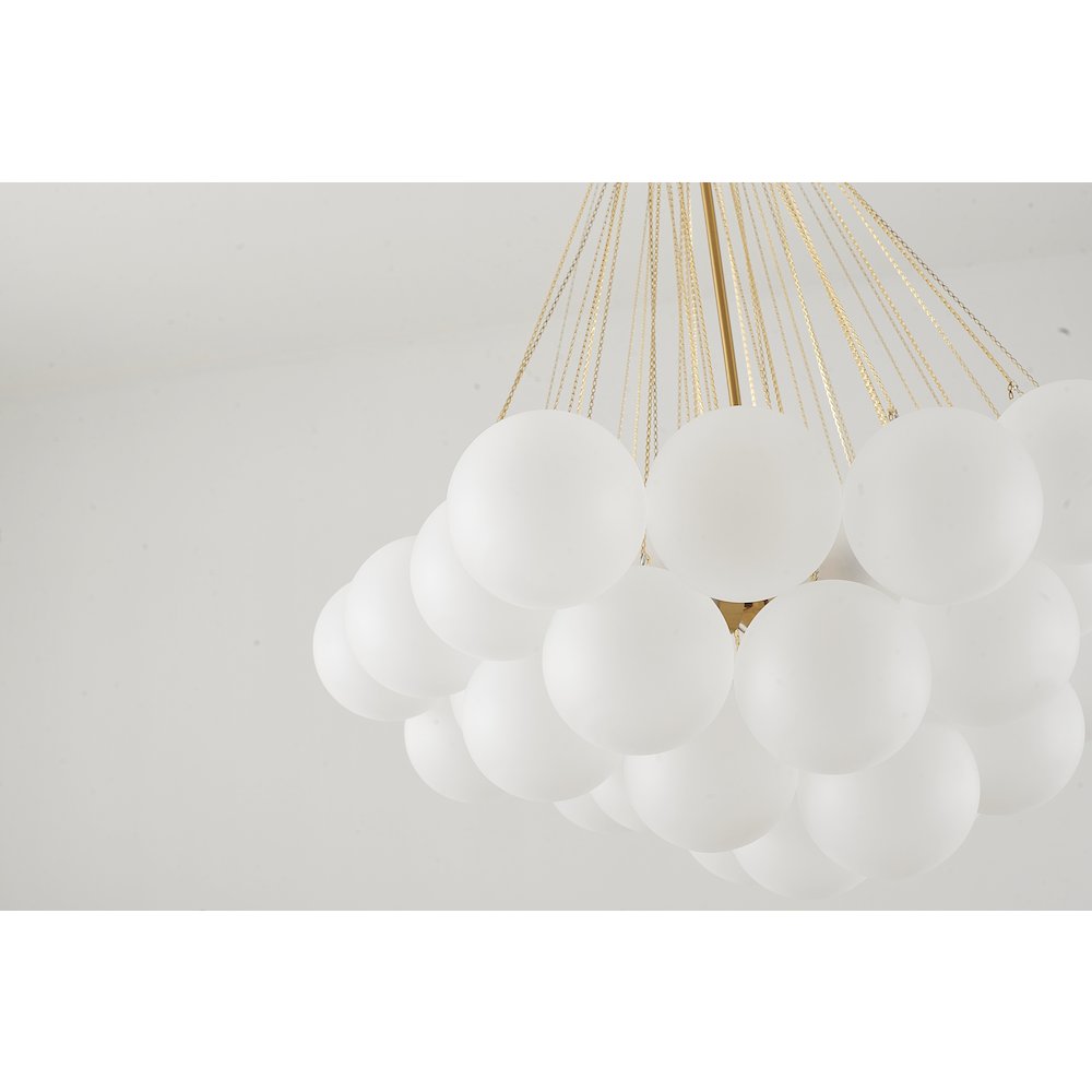 3-Light Gold Chandelier With White Frosted Glass Shades. Picture 4