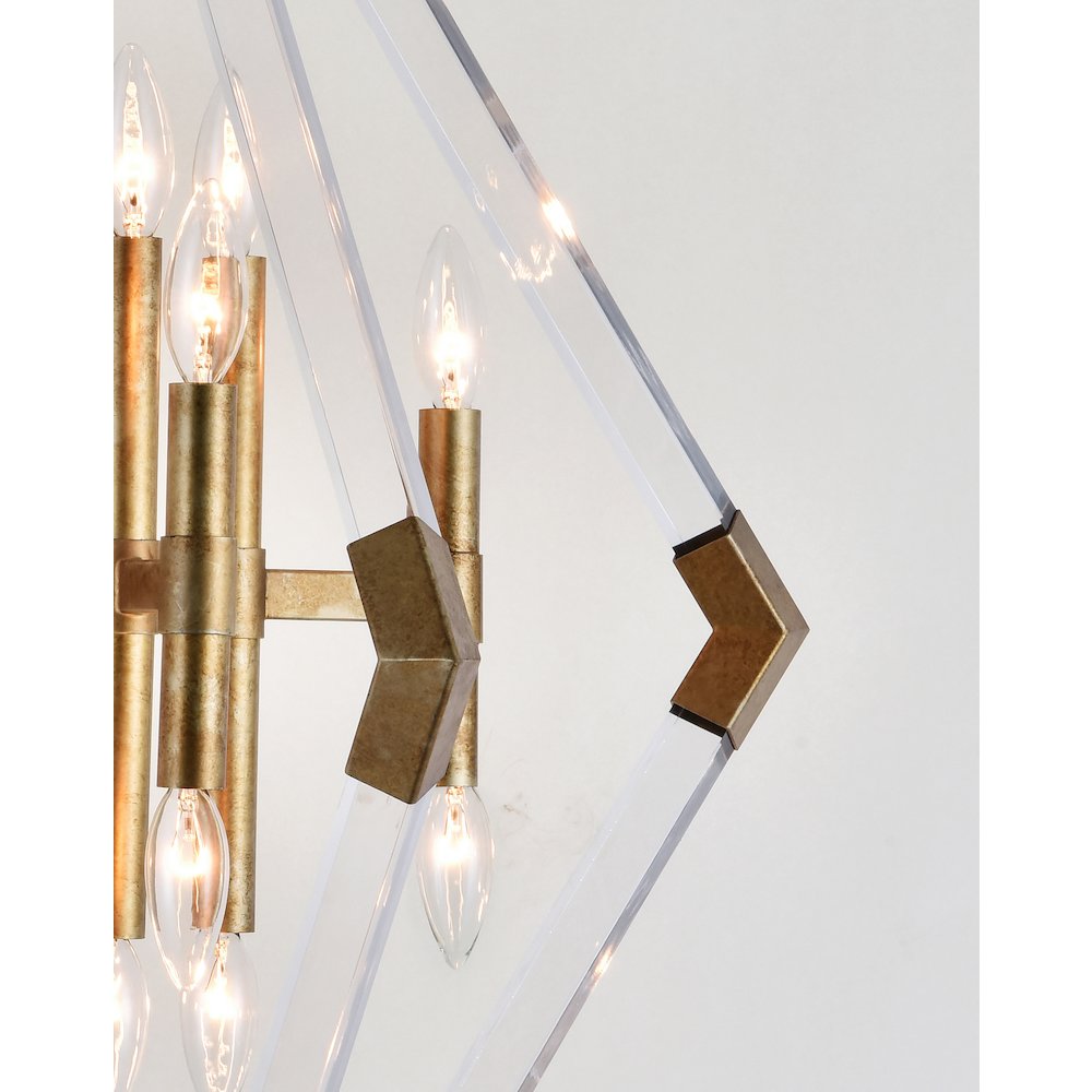 16-Light Antique Gold Chandelier With Clear Acrylic Arms. Picture 3