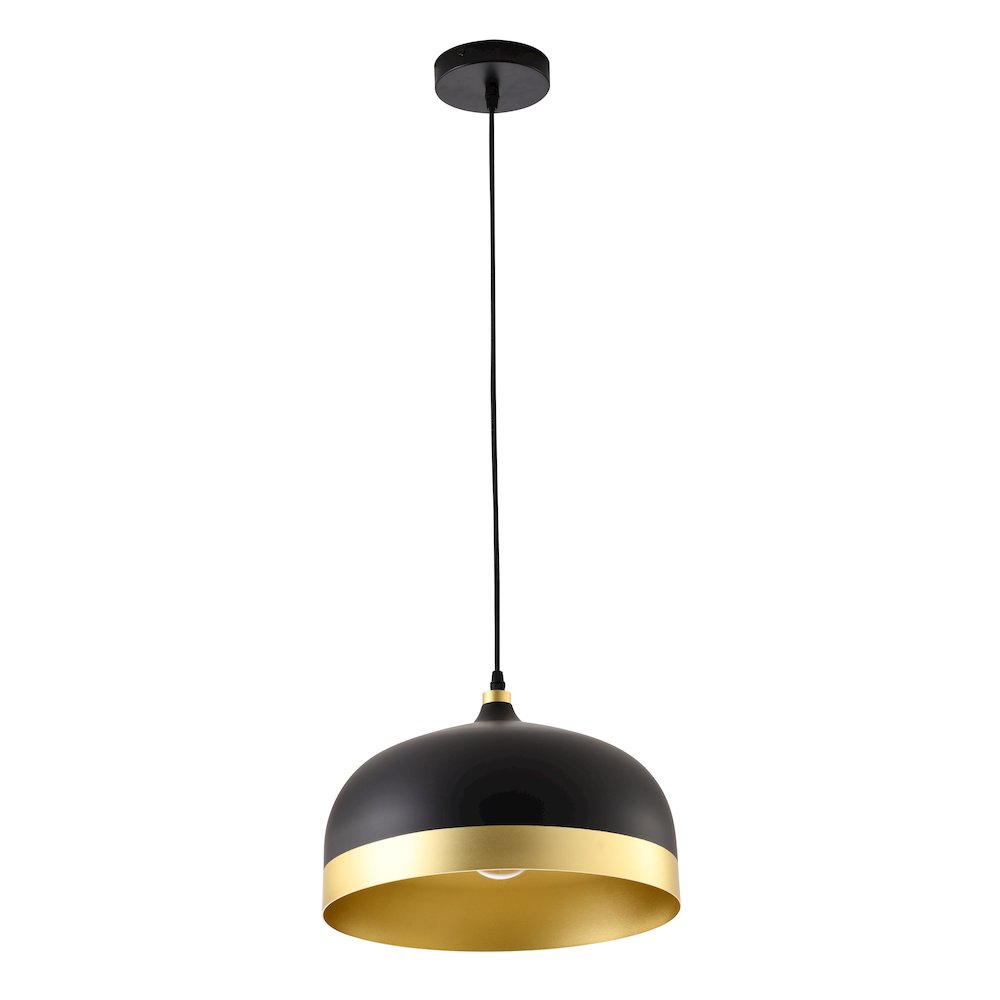 1-Light Black And Gold Aluminum Shade Pendant. Picture 2