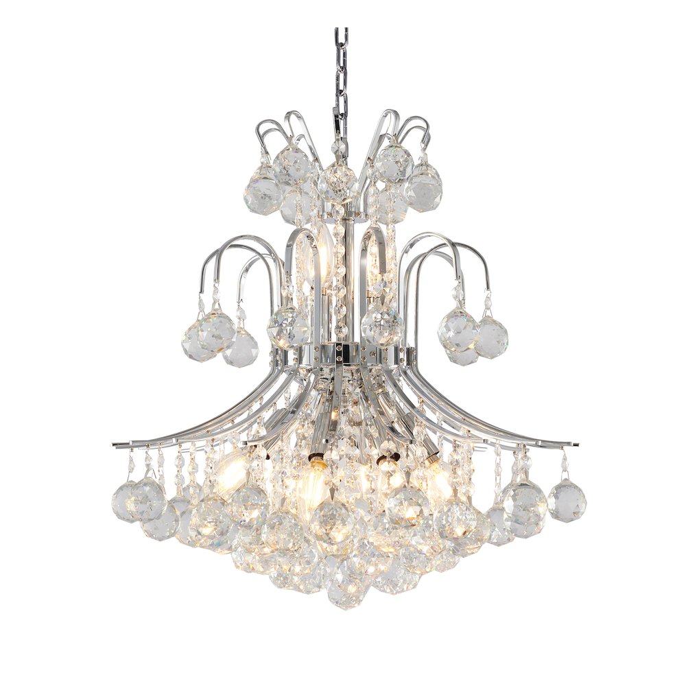 10-Light Chrome Chandelier With Clear Crystals. Picture 1