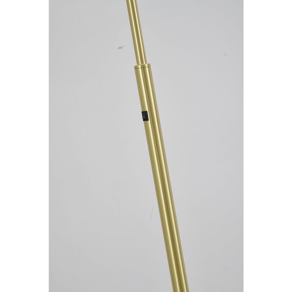1-Light Satin Brass Metal Floor Lamp With A Metal Shade. Picture 3