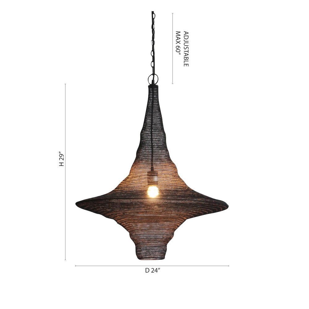 1-Light Satin Black Pendant With A Chain Basket Shade. Picture 6