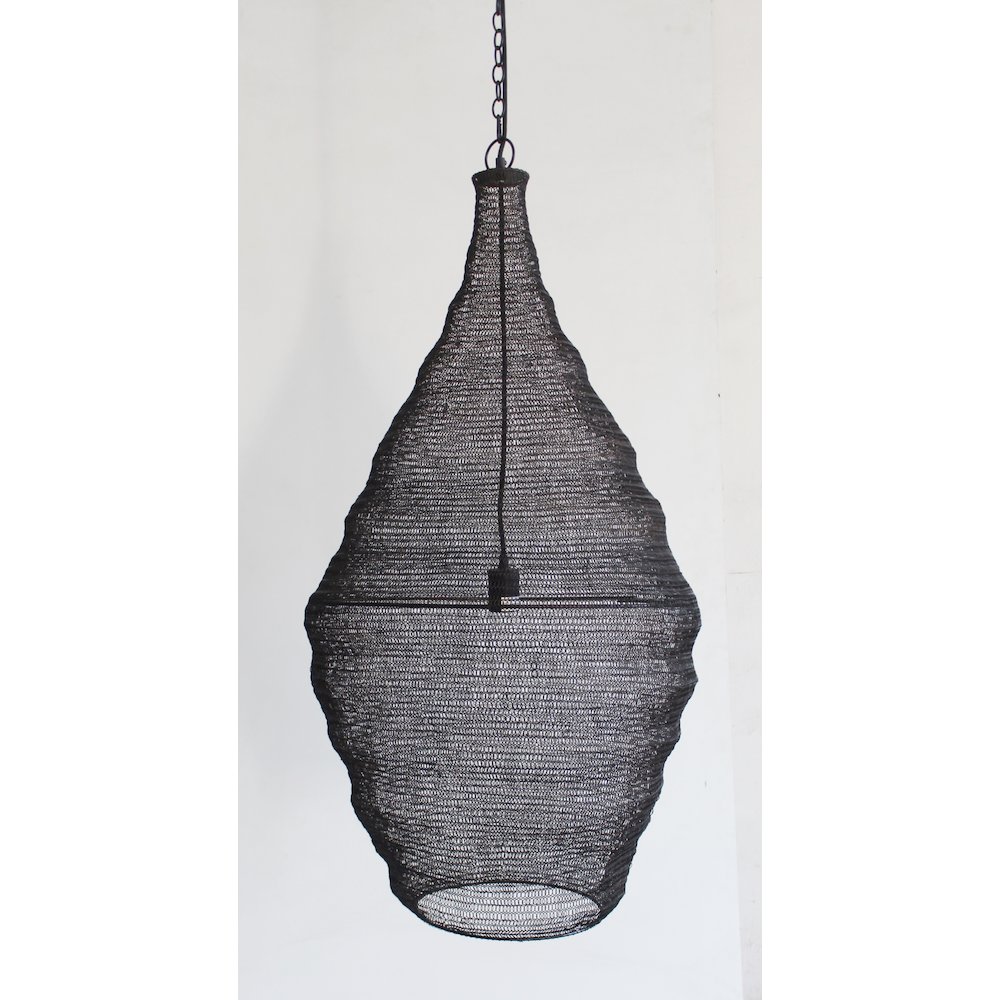 1-Light Satin Black Pendant With A Chain Basket Shade. Picture 3