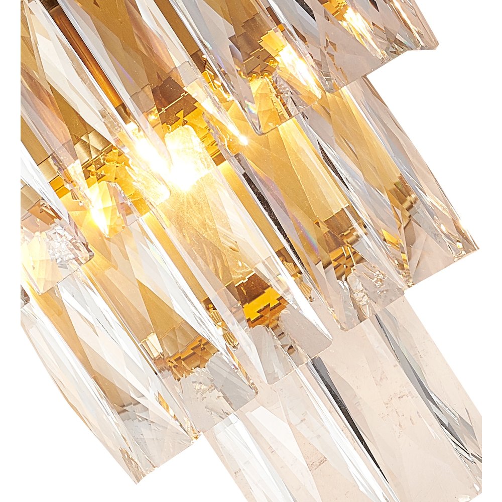 3-Light Brass Wall Sconce With Clear Hanging Crystals. Picture 3