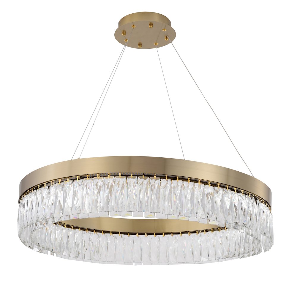 1-Light Gold LED Chandelier With Clear Crystal Accents. Picture 2