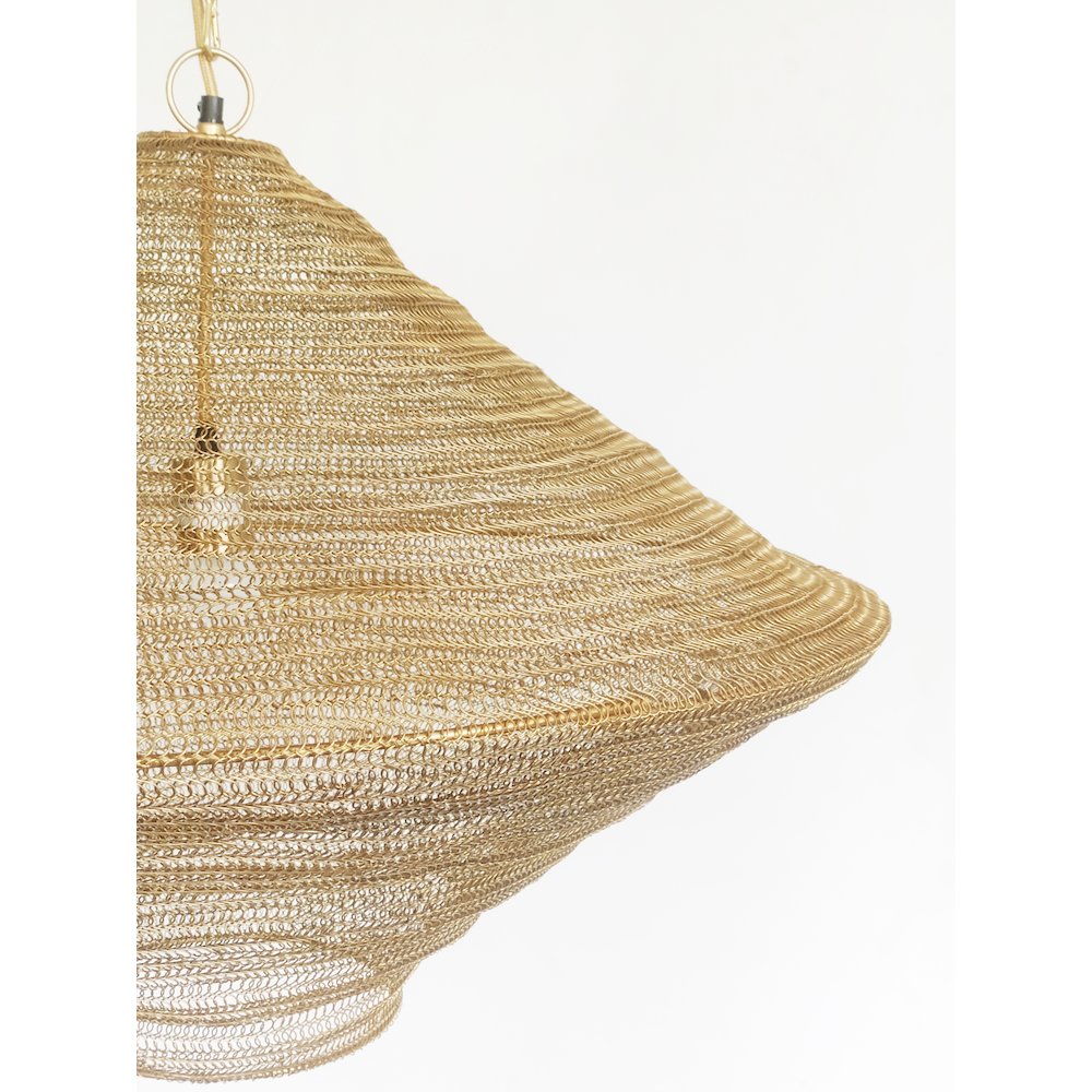 1-Light Gold Pendant With A Chain Basket Shade. Picture 5