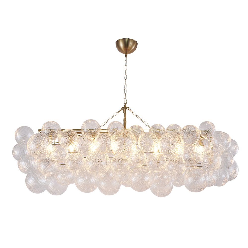 12-Light Brass Chandelier With Clear Swirl Glass Shades. Picture 1