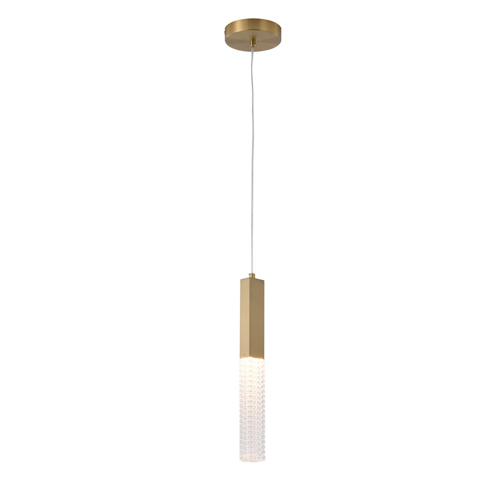 1-Light Gold LED Single Pendant With A Clear Glass Shade. Picture 1