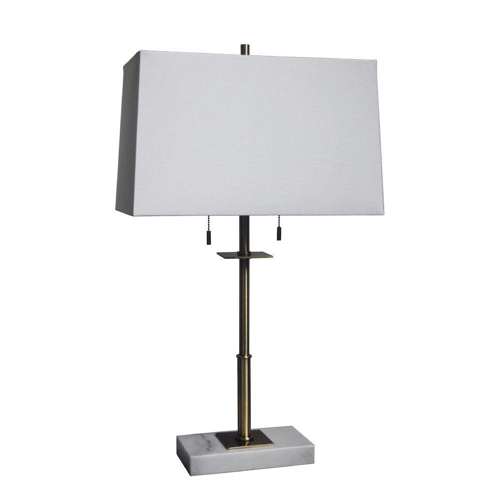 1-Light table lamp, an antique brass frame, a white marble base. Picture 1
