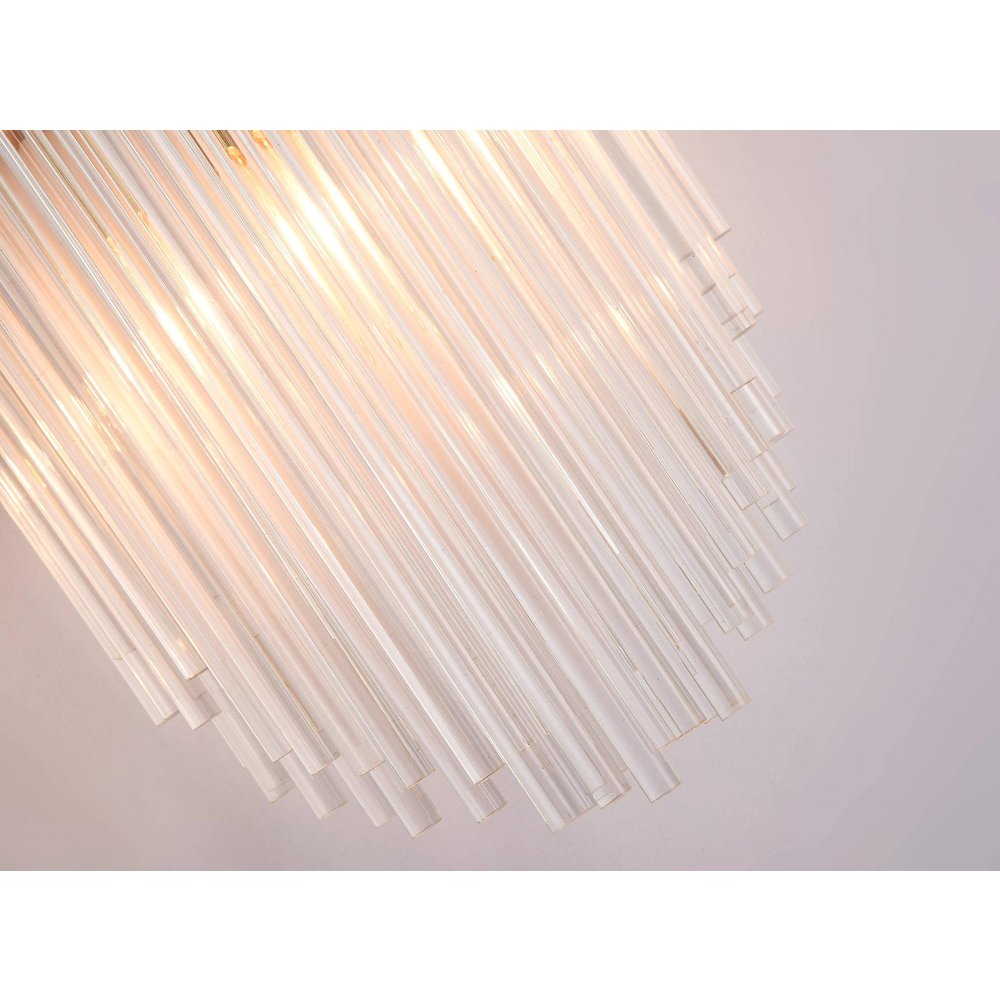 3-Light Chrome Metal Wall Sconce With Clear Glass Rods. Picture 2