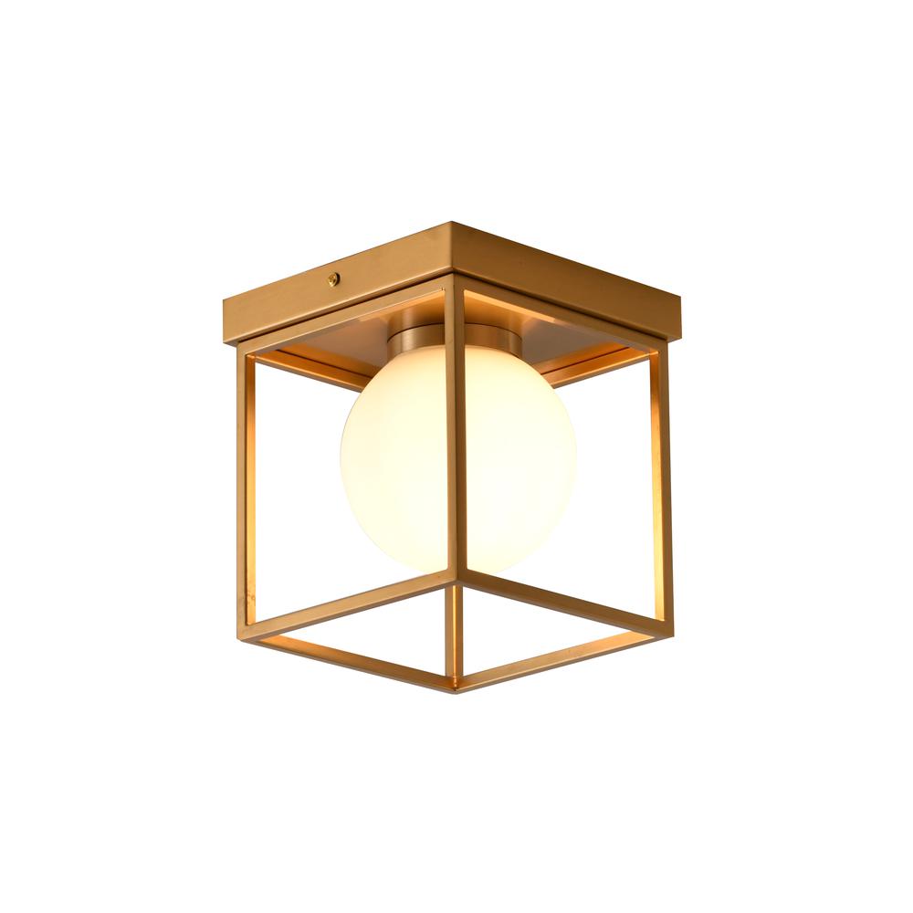Semi Flush Mount Brass Metal & Glass. Picture 1