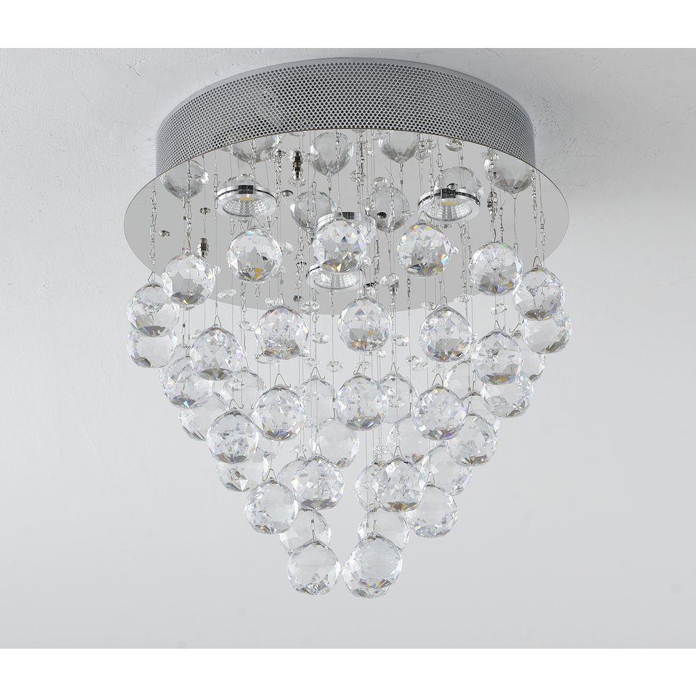 4-Light Chrome Flush Mount With Clear Crystals. Picture 3