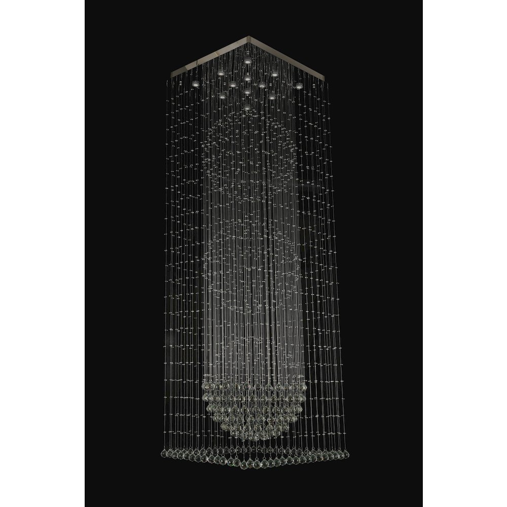 12-Light Chrome Chandelier With Clear Hanging Crystals And Beads. Picture 2