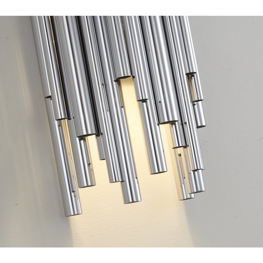 2-Light Shiny Nickel Rod Stainless Steel Wall Sconce. Picture 2