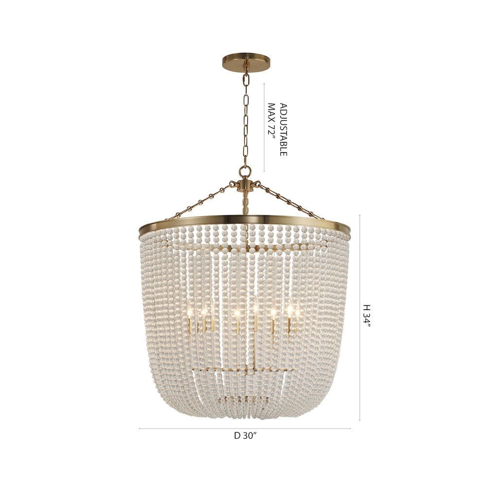 8-Light Gold Chandelier With Clear Beaded hanging Glass. Picture 7