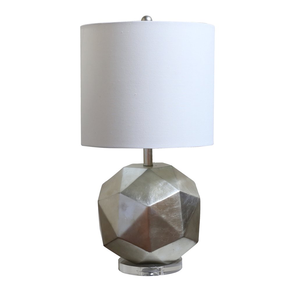 1-Light Silver Foiled Body Table Lamp With A Drum Shade. Picture 1