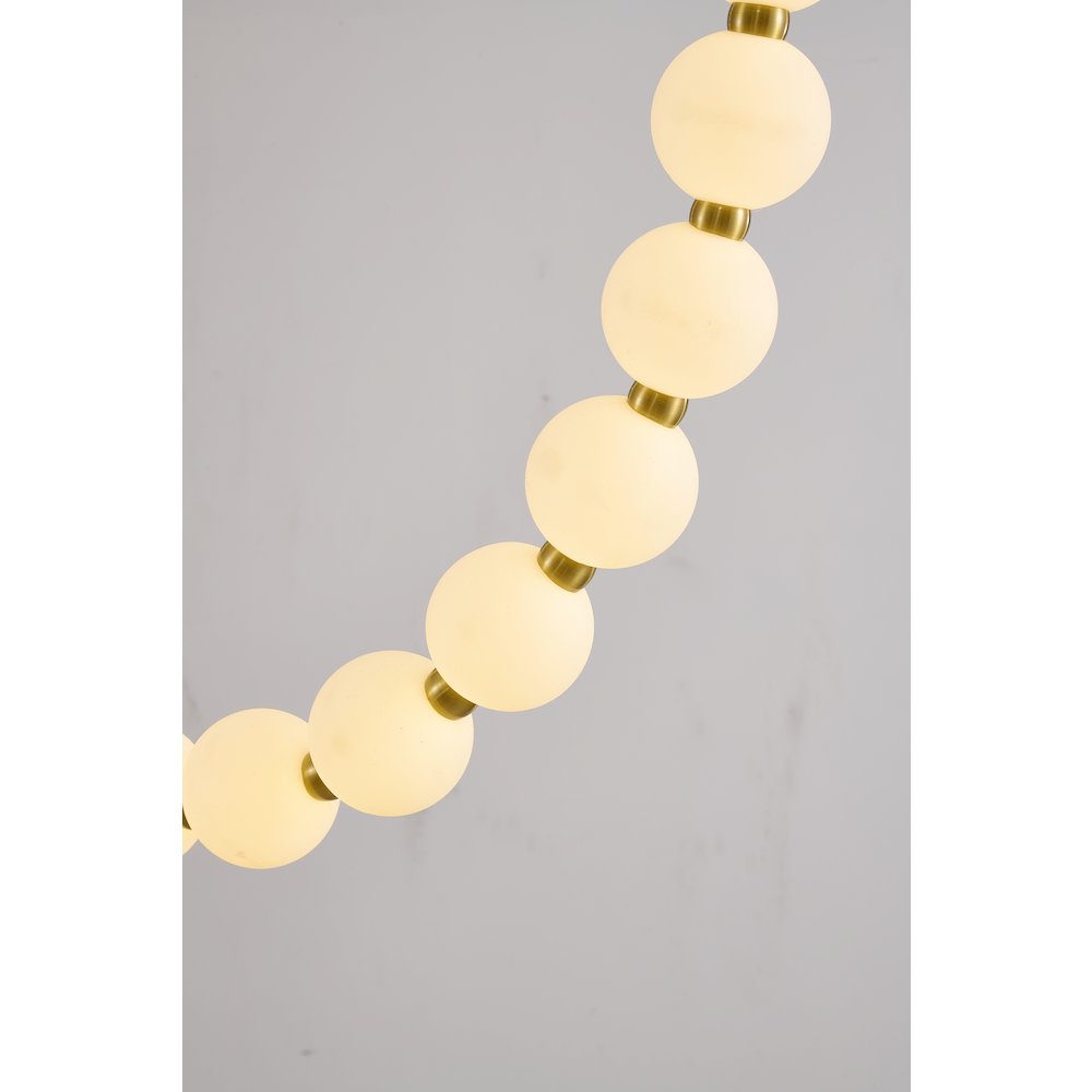 30-Light Brass LED Chandelier With White Acrylic Ball Shades. Picture 3