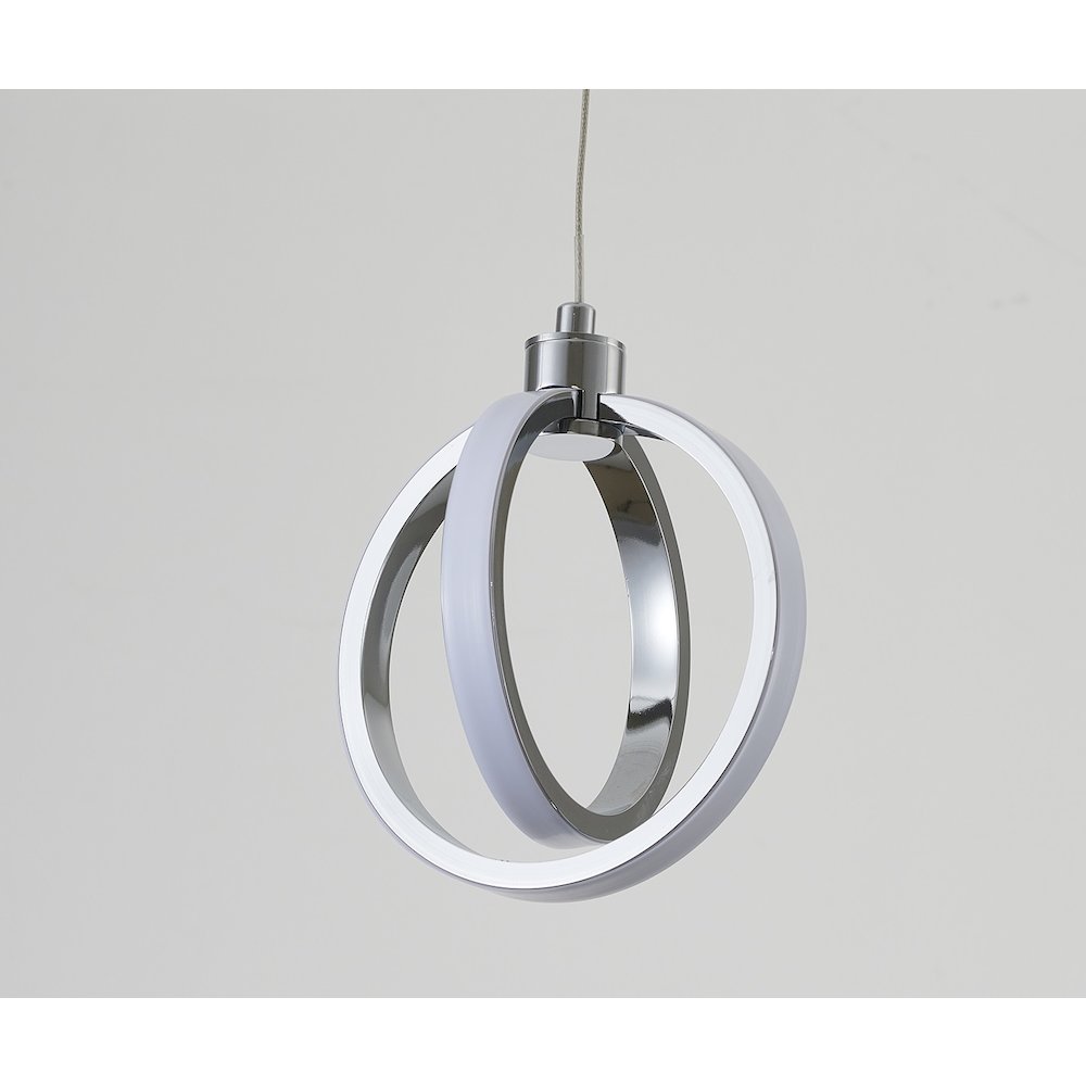 2-Light Chrome LED Pendant With White Acrylic Diffuser. Picture 4