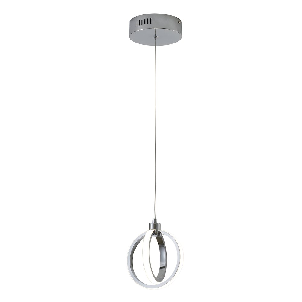 2-Light Chrome LED Pendant With White Acrylic Diffuser. Picture 1