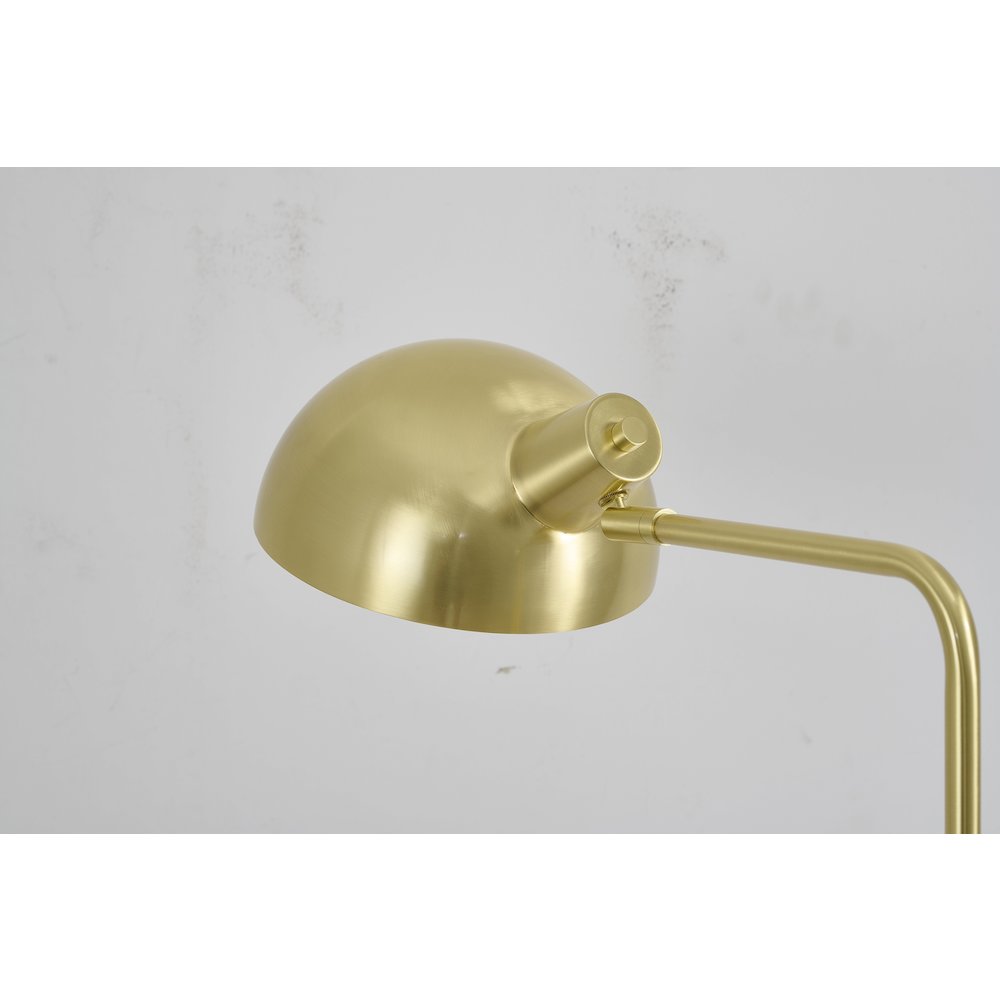 1-Light Satin Brass Metal Floor Lamp With A Metal Shade. Picture 4