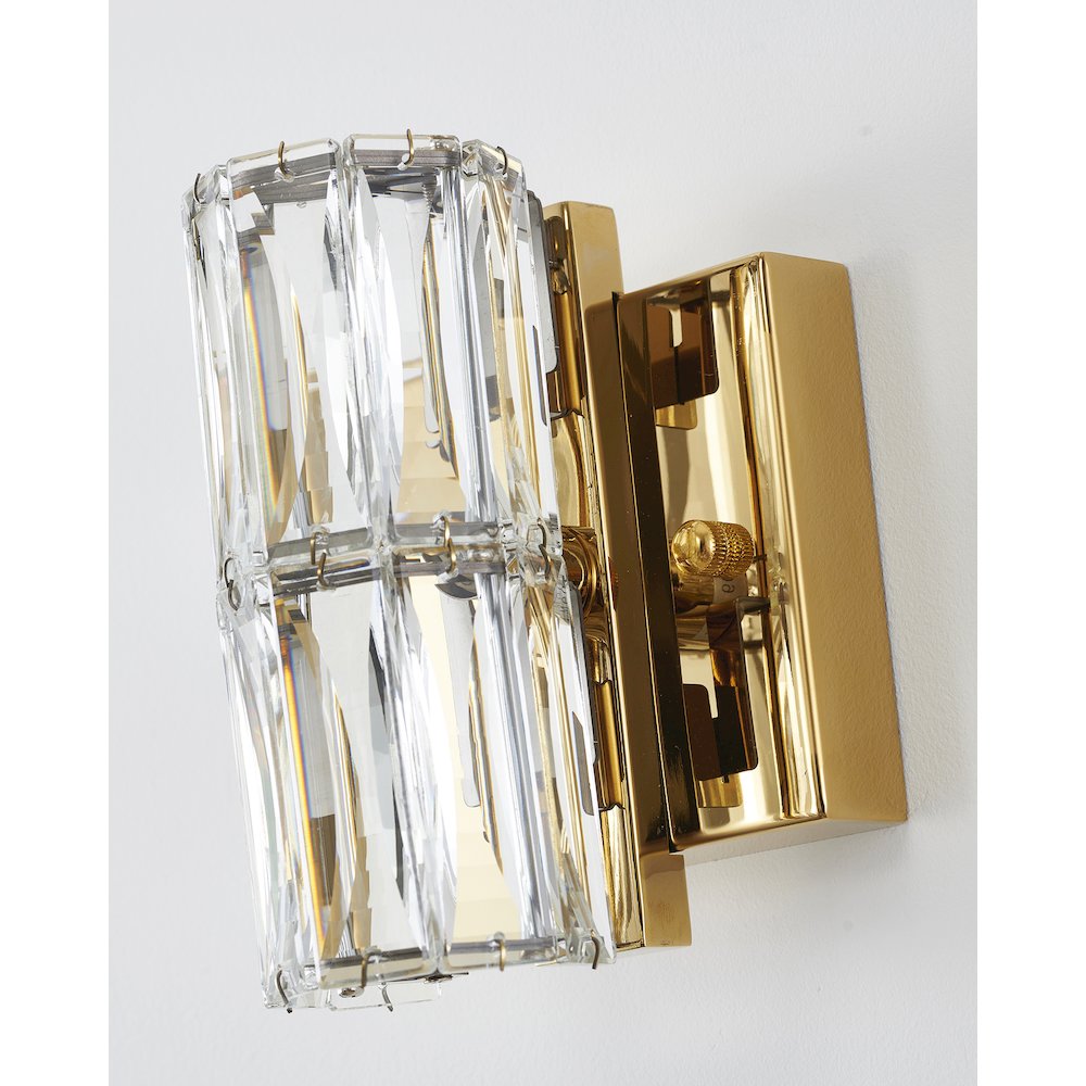 1-Light Gold Wall Sconce With Clear Crystals. Picture 3