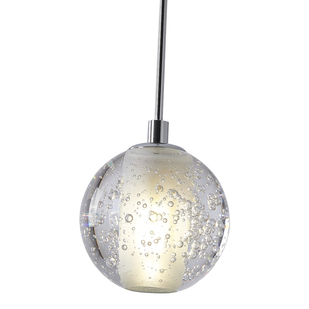 1-Light Chrome Single Pendant With A Clear Bubble Shade. Picture 3