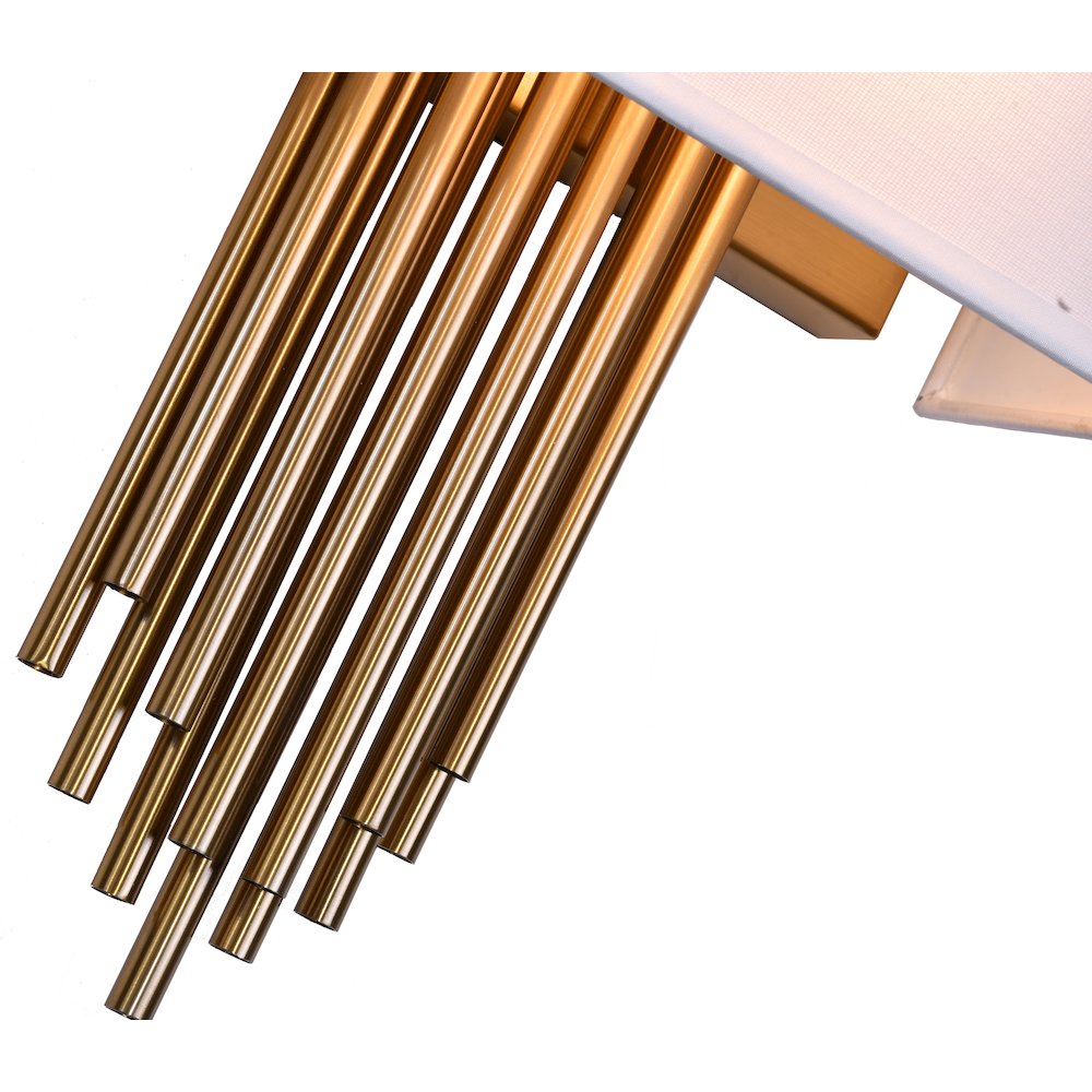2-Light Gold Rod Wall Sconce With A White Shade. Picture 4