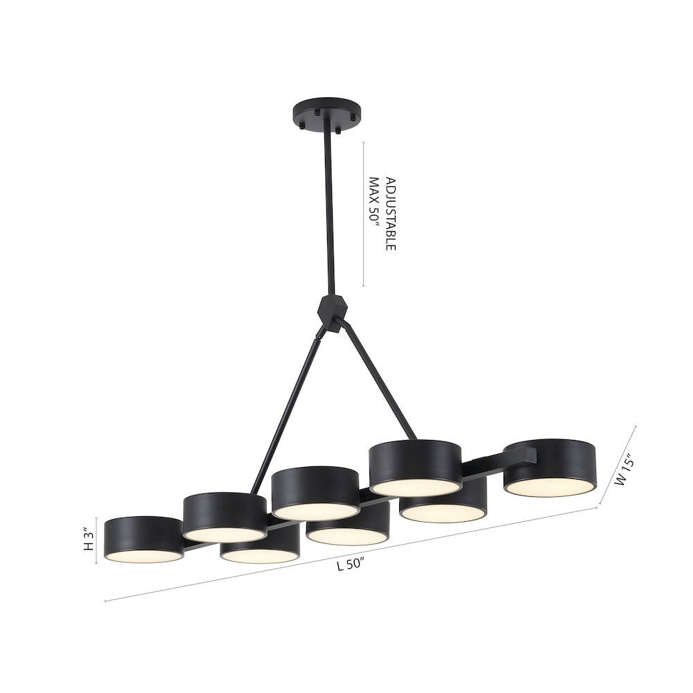 8-Light Black LED Chandelier With Accent Shades. Picture 7