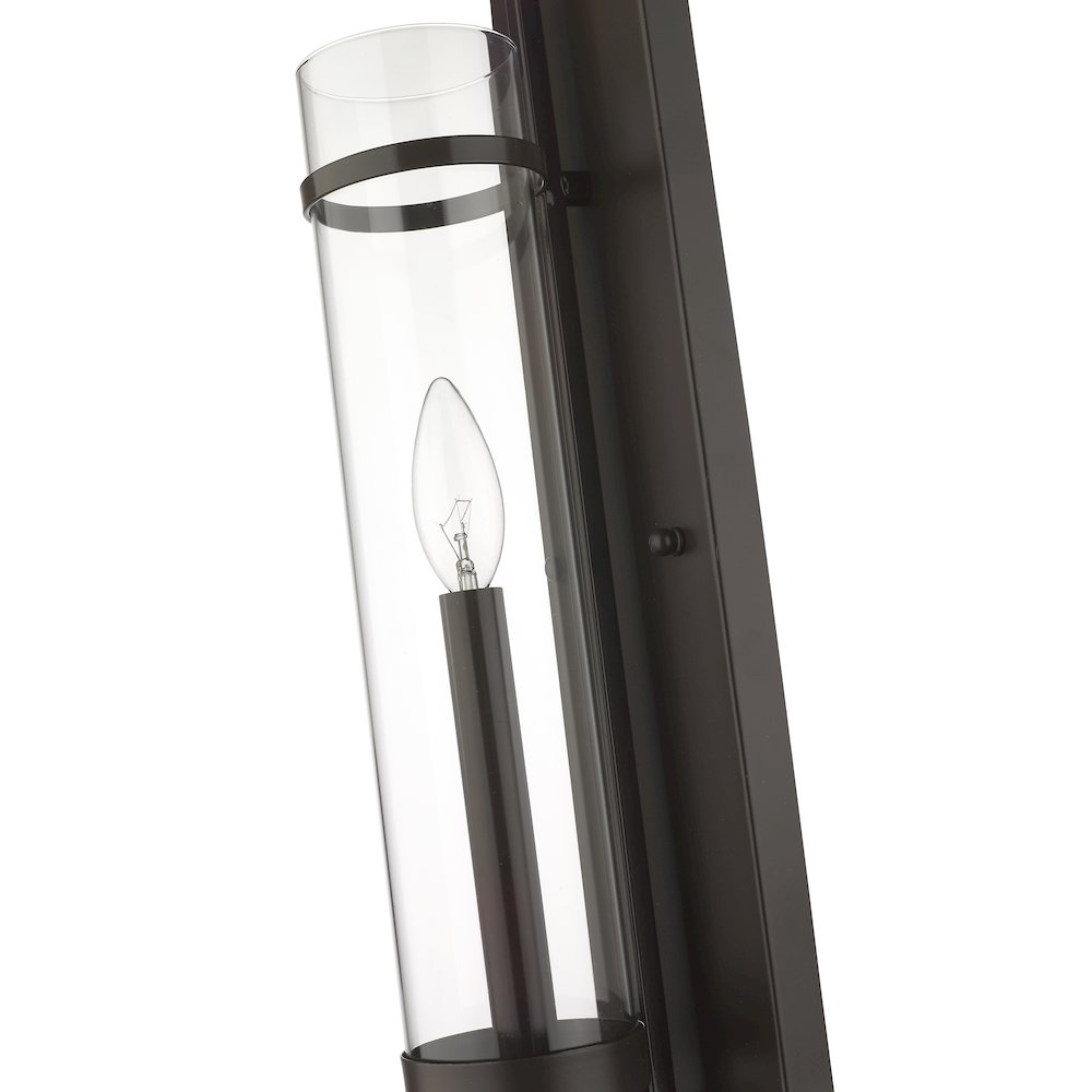 1-Light Dark Brown Wall Sconce With A Clear Glass Shade. Picture 4