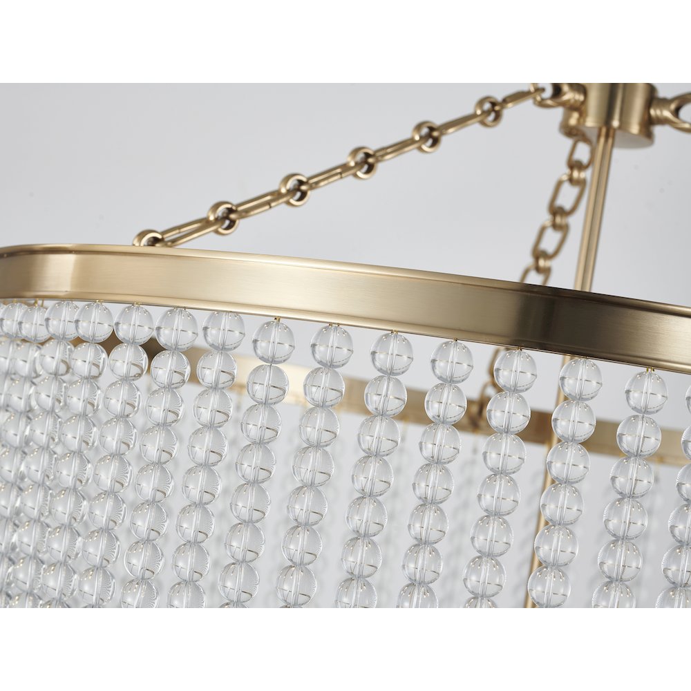8-Light Gold Chandelier With Clear Beaded hanging Glass. Picture 3