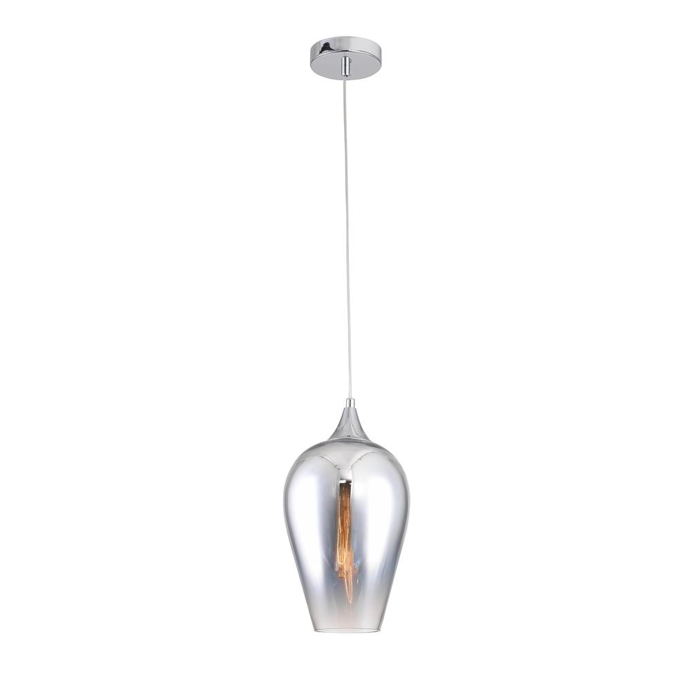 Single Pendant Lighting Chrome Metal & Glass. Picture 1