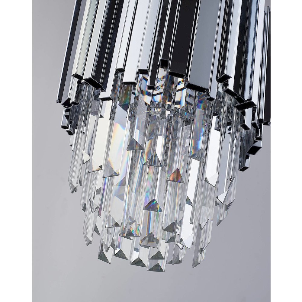 4-Light Chrome Stainless Steel Pendant With Clear Crystals. Picture 3