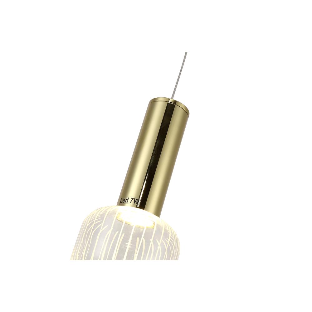 LED Pendant Gold  Metal & Glass. Picture 4