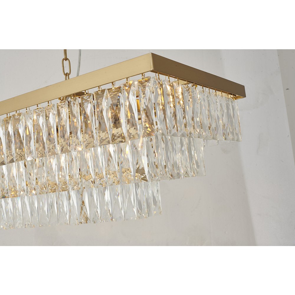 17-Light Gold Chandelier With Clear Crystals. Picture 3
