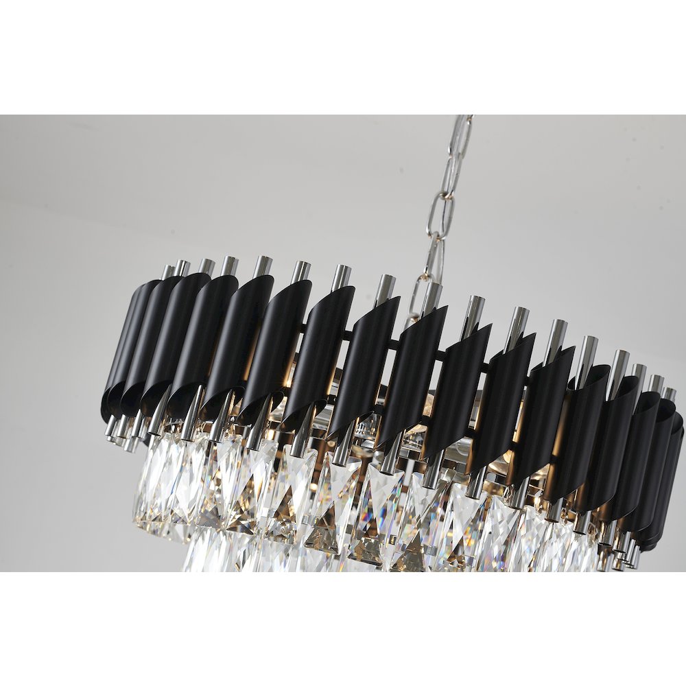 8-Light Chrome And Black Chandelier With Clear Crystals. Picture 7